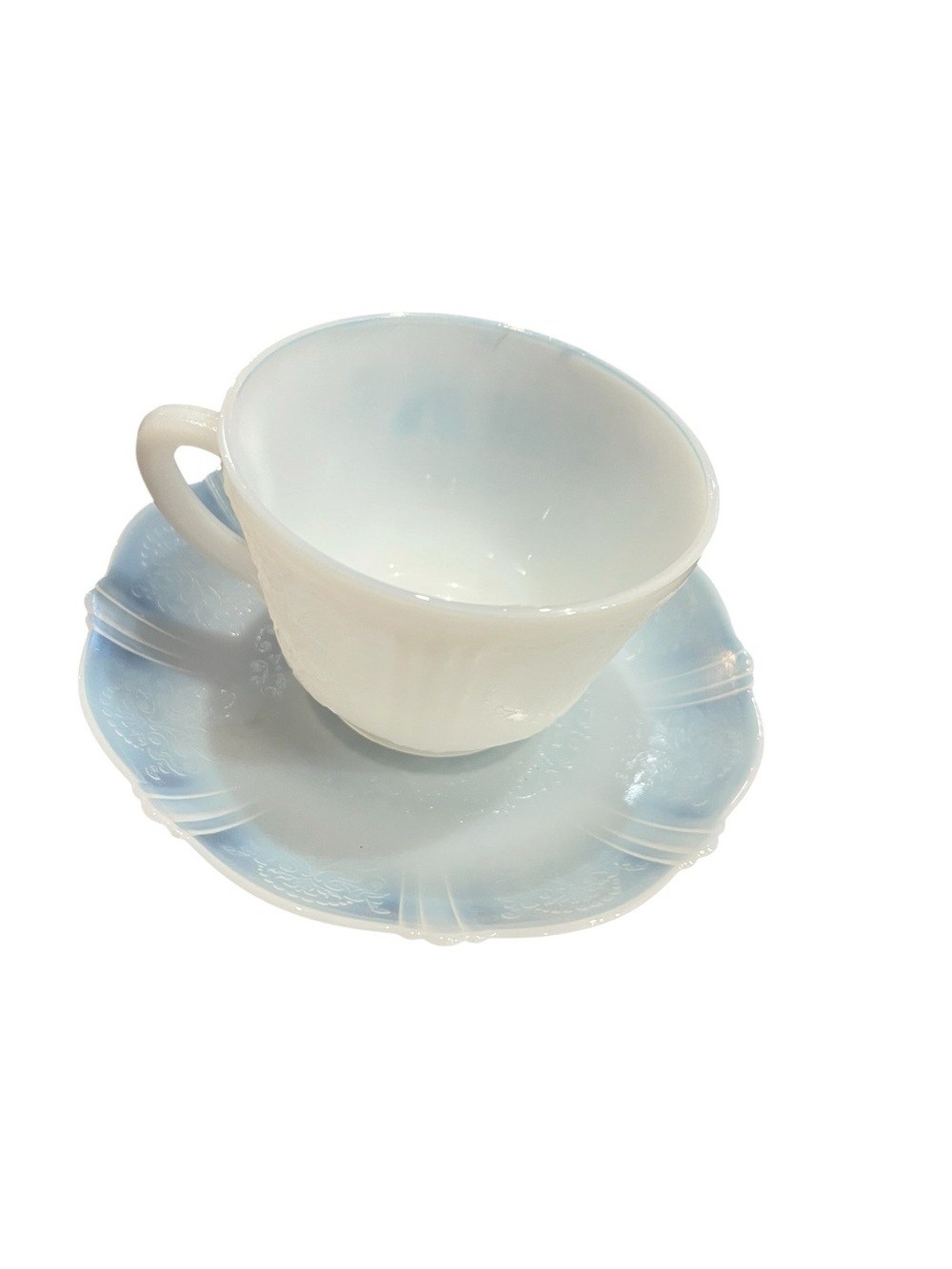 1930s Macbeth-Evans White American Sweetheart Cup And Saucer Depression Glass